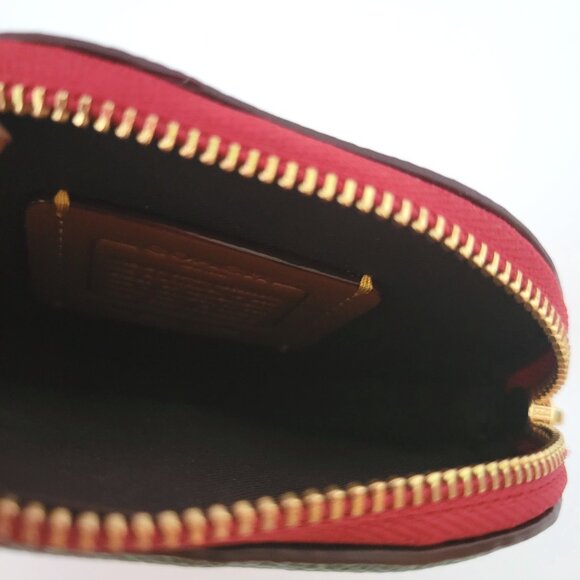 Coach CAN28 Strawberry Coin Case Change Purse Bold Red Leather - Picture 6 of 6